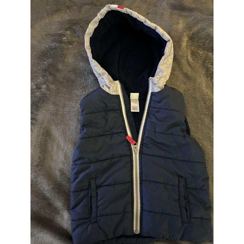 Little Me 2T Blue‎ Full Zip Hooded, Fleece Lined Puffer Vest A28